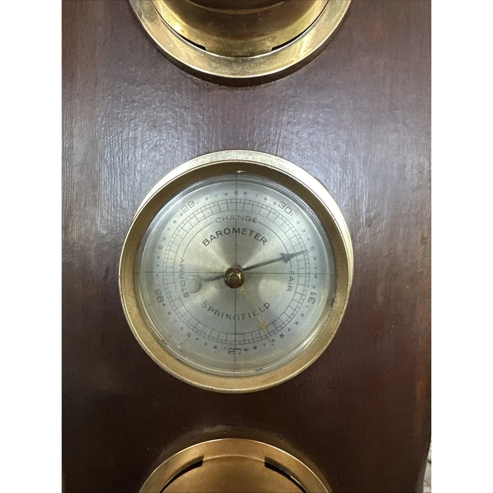 Vintage MCM Springfield Eagle Top Thermometer Barometer Humidity Weather Station
